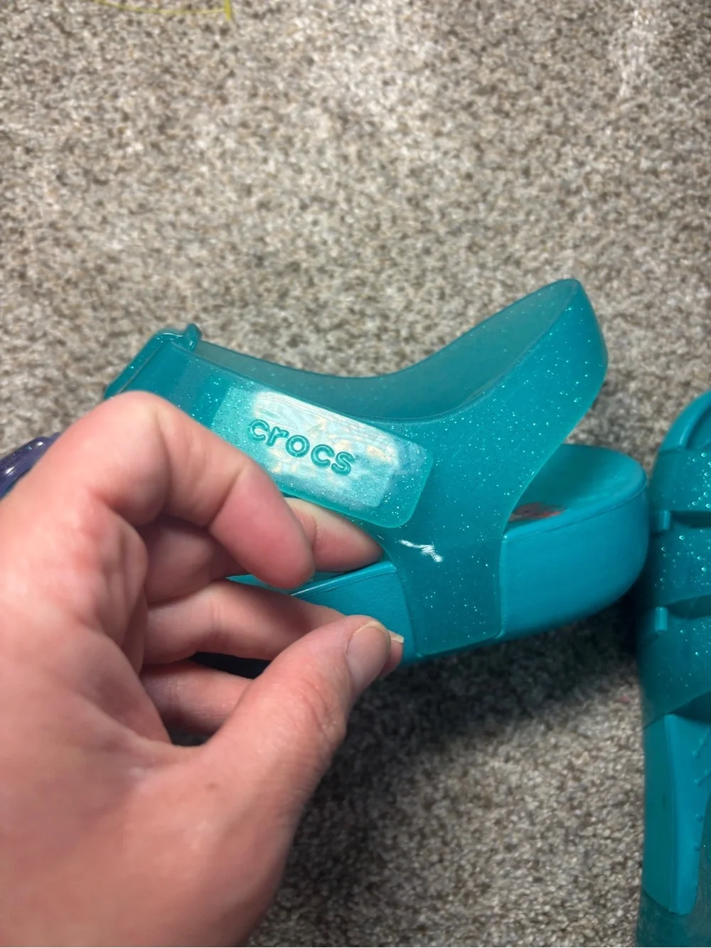 NEW Crocs Disney The Little Mermaid Ariel Isabella Glitter Jelly Sandals Teal J3